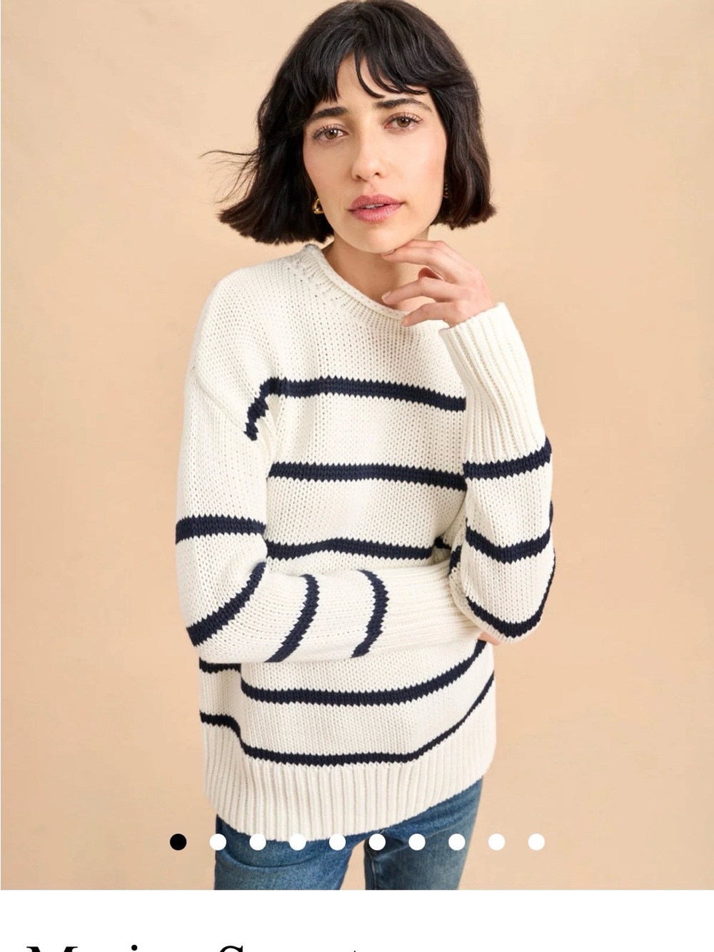 La Ligne Cream Crewneck Sweater with Navy Stripes
